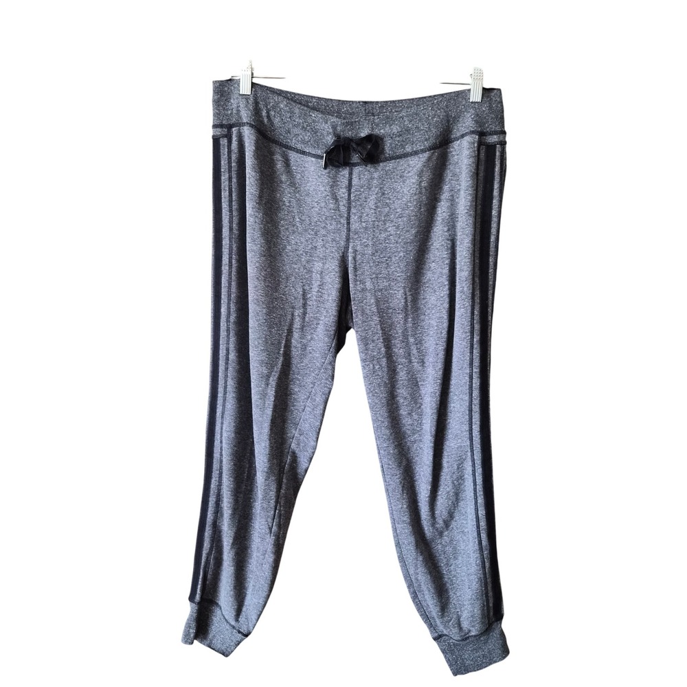Athleta Gray Space Dye Stripe Jogger Pants XL Heathered Loungewear Yoga